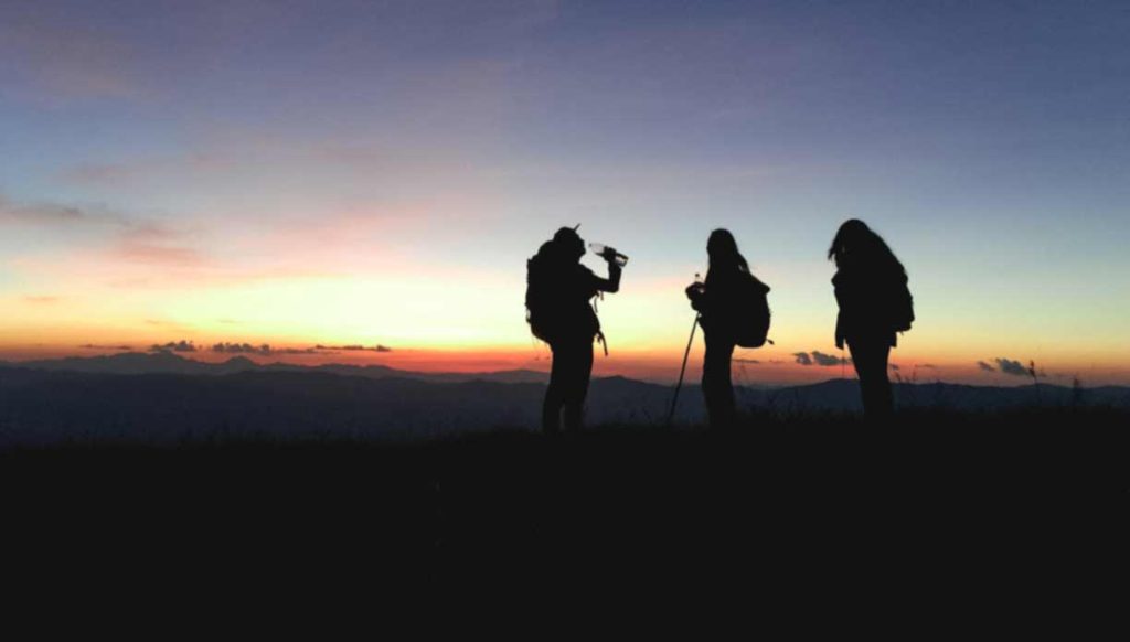 Hikers at dusk