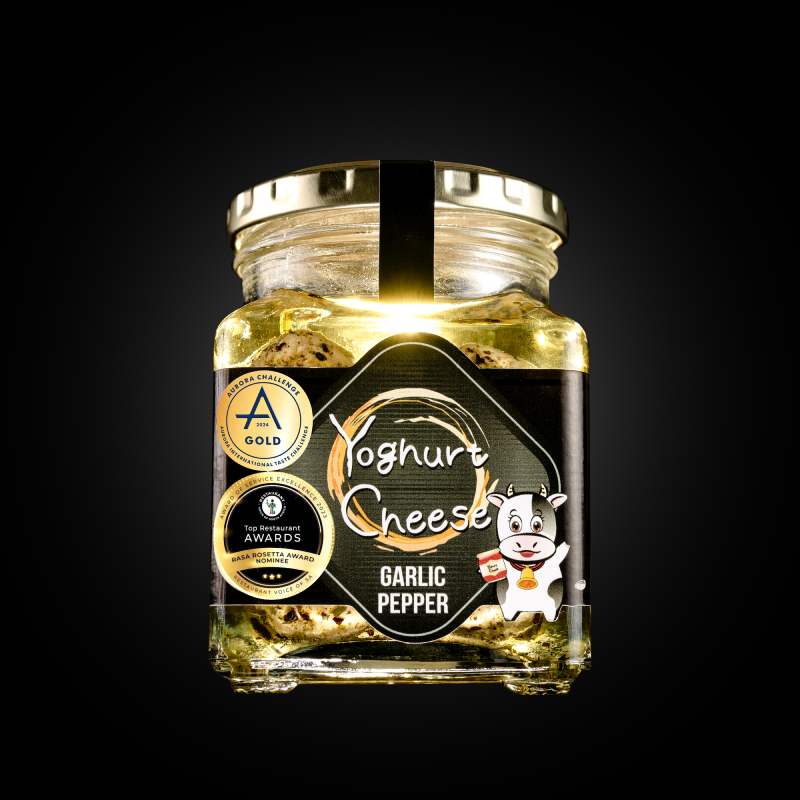 Yoghurt Cheese garlic pepper flavour.