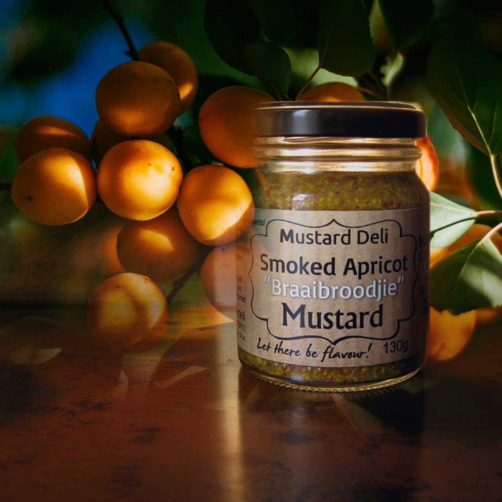 Mustard Deli jar of Smoked Apricot Braaibroodjie mustard